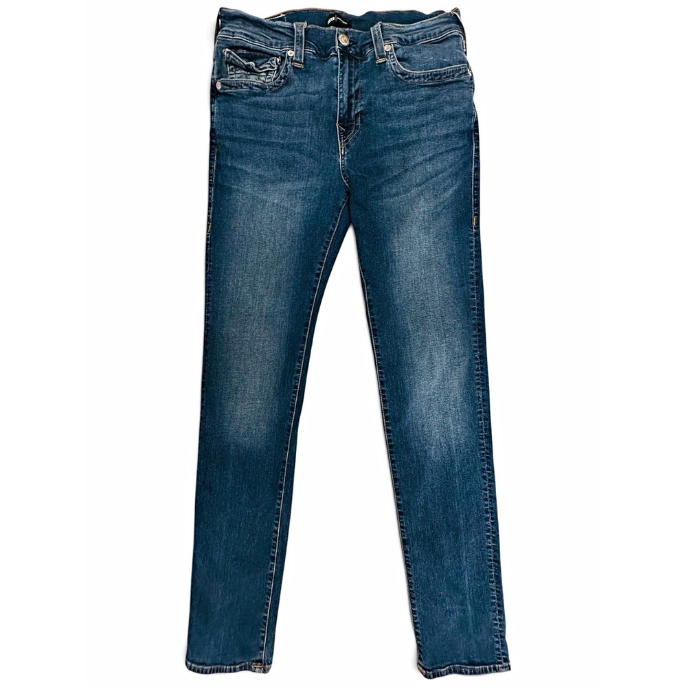 True Religion Rocco Relaxed Skinny Jeans Mens 34 Medium Wash Flap